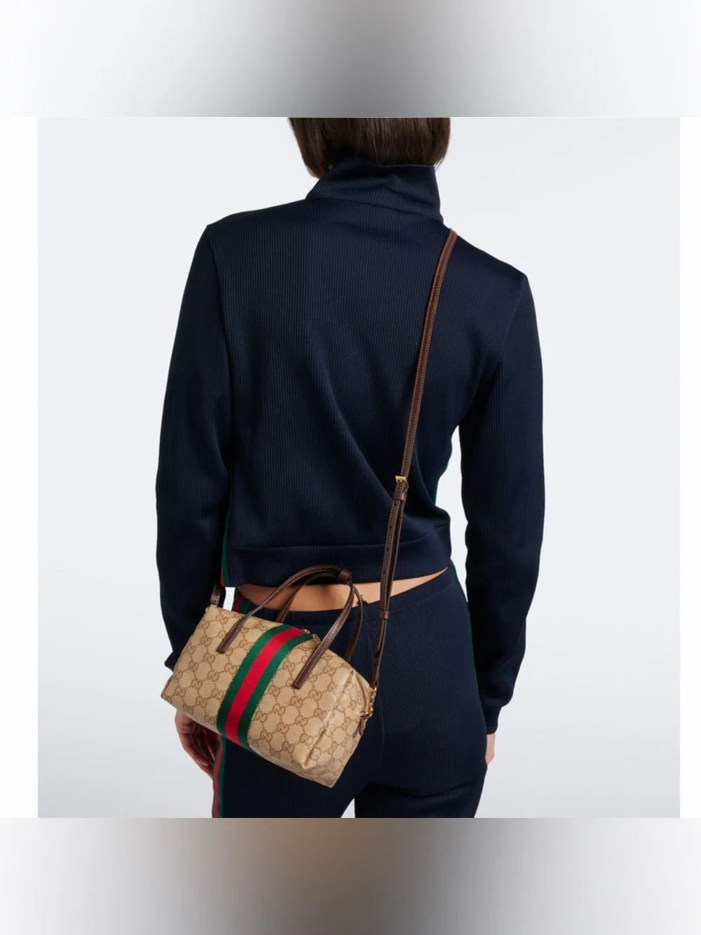 GUCCI GG mini web stripe Boston crossbody bag